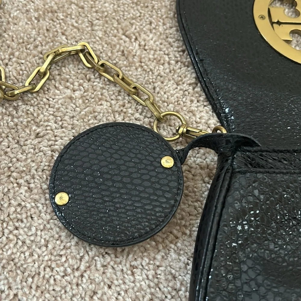 Tory Burch Snakeskin Crossbody - Black